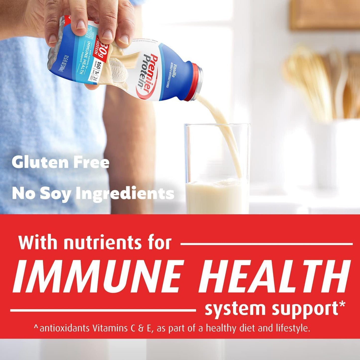 Premier Protein Shake, Vanilla, 30g Protein, 1g Sugar, 24 Vitamins and Minerals, Nutrients to Support Immune Health 11.5 Fl Oz (Pack of 12)