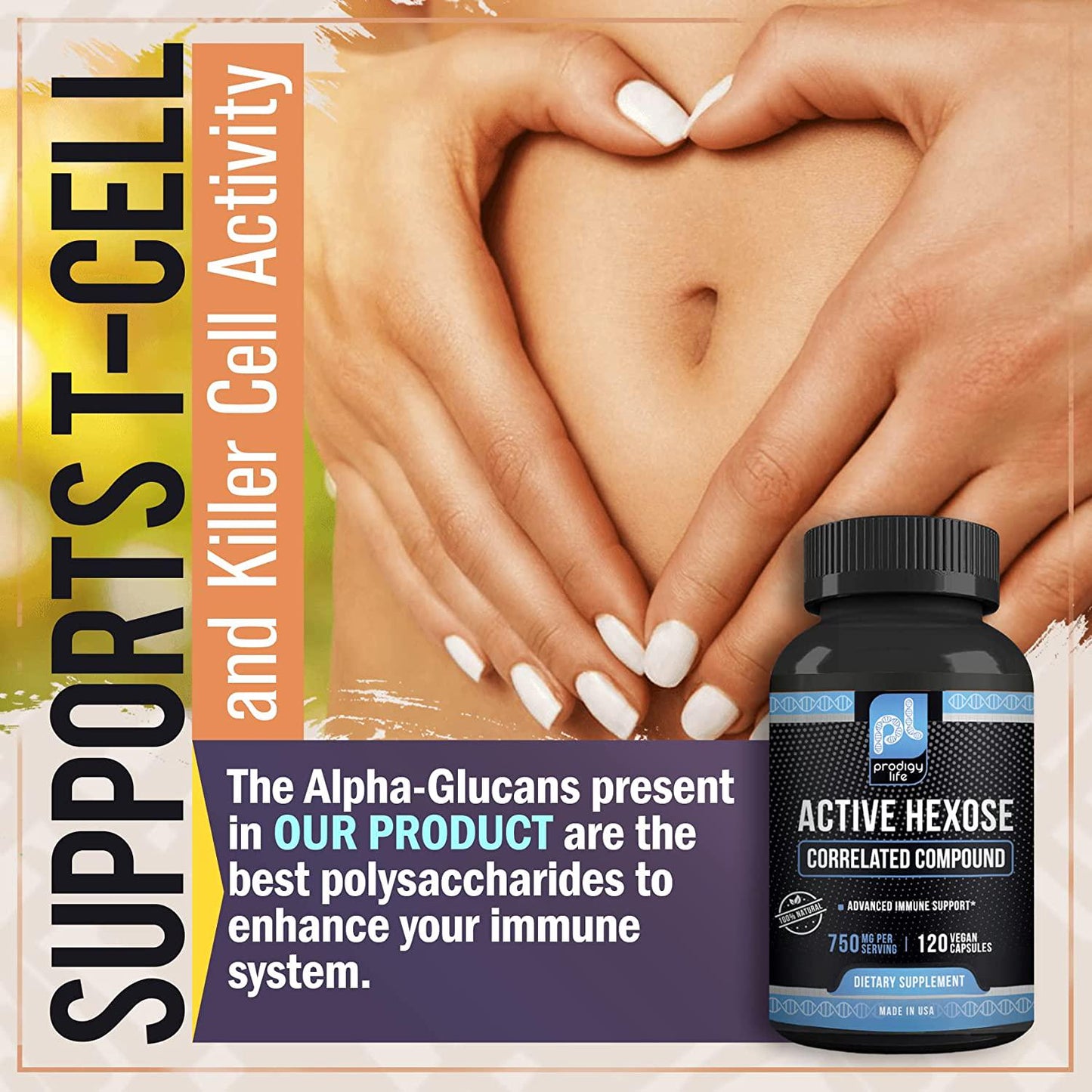 Premium Active Hexose Correlated Compound - Prodigy Life - 750mg per Serving, 120 Vegan caps