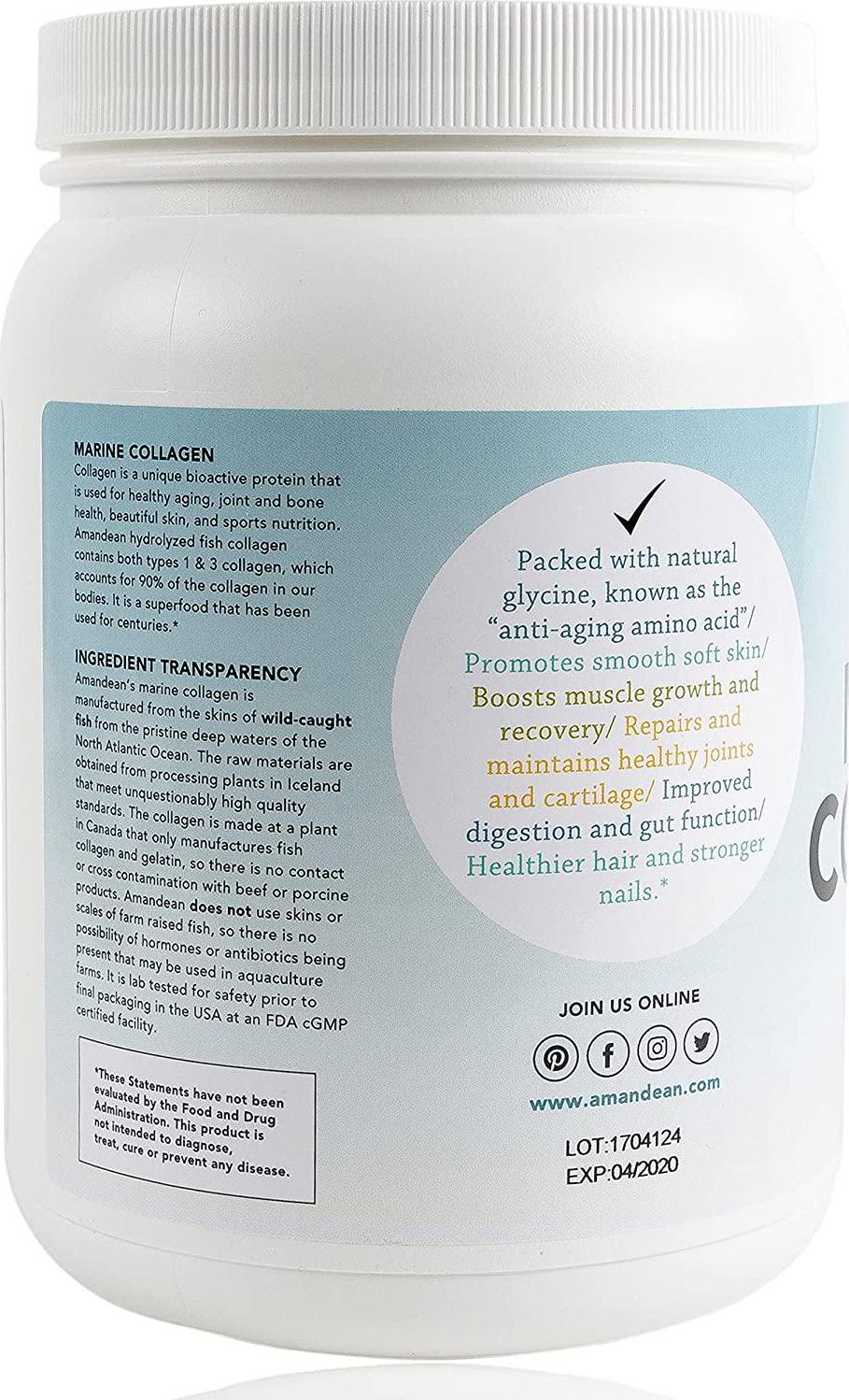 Premium Anti-Aging Marine Collagen Powder 17.6 Oz | Wild-Caught Hydrolyzed Fish Collagen Peptides | Type 1 and 3 Collagen Protein Supplement | Amino Acids for Skin, Hair, Nails | Paleo Friendly, Non-GMO