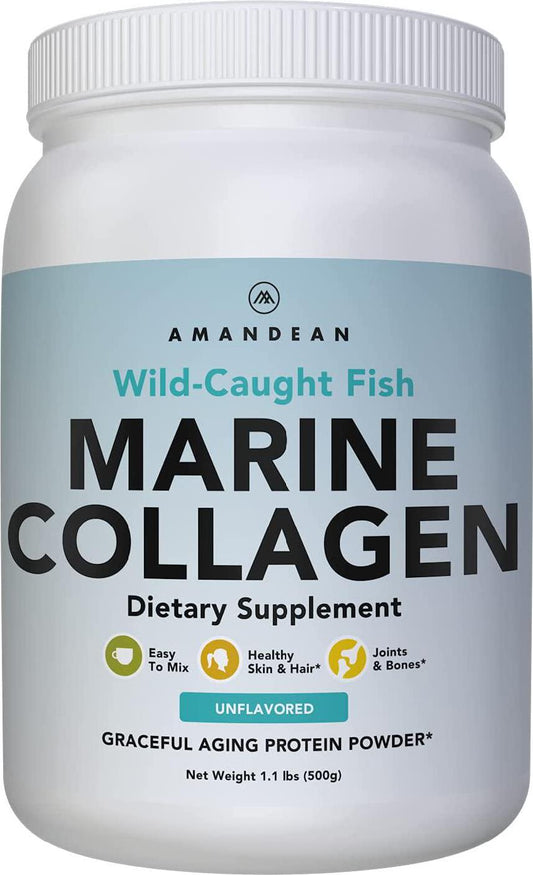 Premium Anti-Aging Marine Collagen Powder 17.6 Oz | Wild-Caught Hydrolyzed Fish Collagen Peptides | Type 1 and 3 Collagen Protein Supplement | Amino Acids for Skin, Hair, Nails | Paleo Friendly, Non-GMO