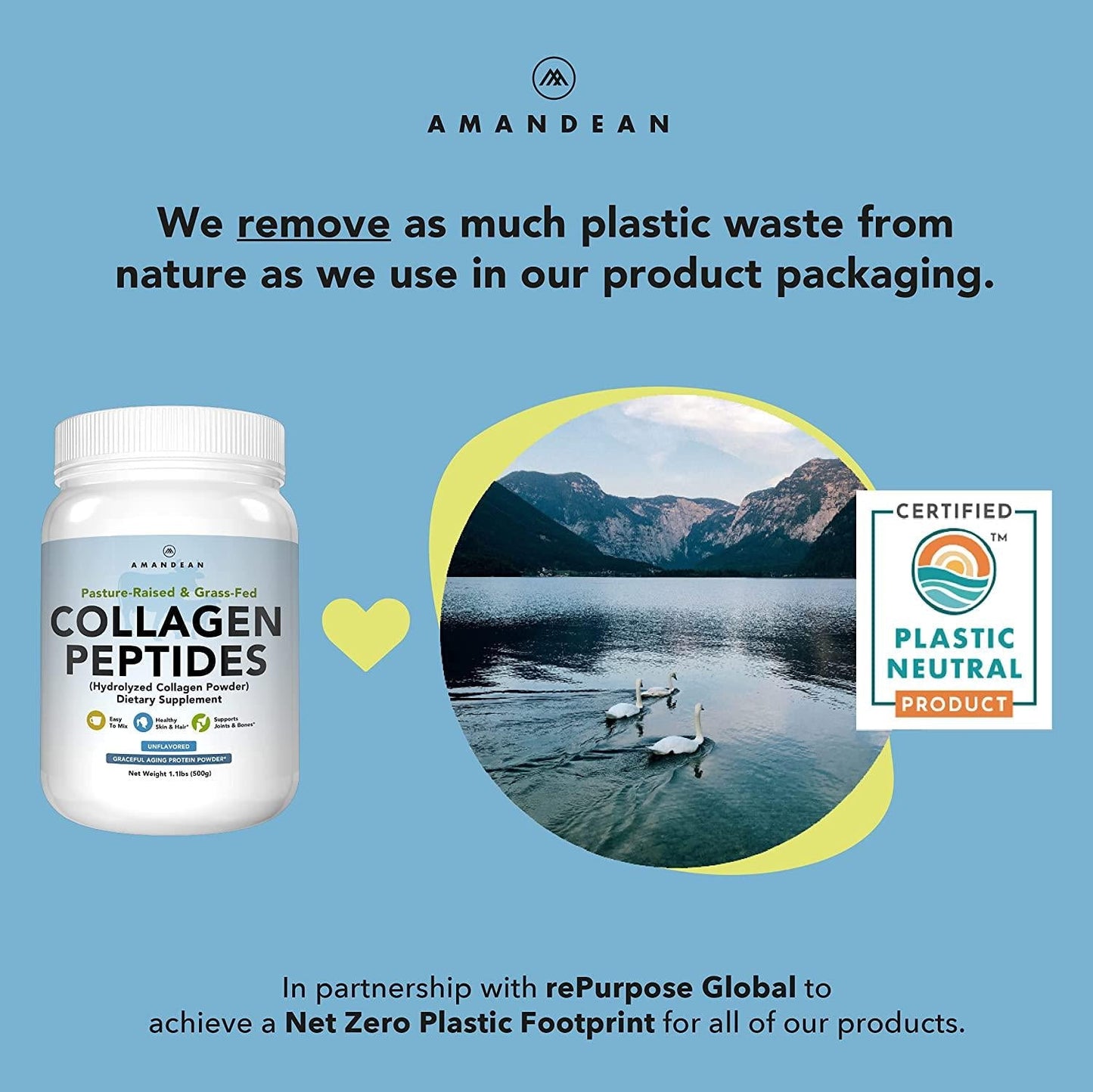 Premium Grass Fed Collagen Peptides Powder (17.6oz) | Paleo Friendly | Unflavored, Odorless, Cold Water Soluble | Hydrolyzed Gelatin Protein | Promotes Healthy Joints, Skin, Metabolism