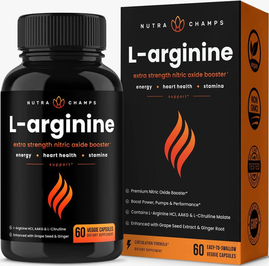 Premium L Arginine 1500mg Nitric Oxide Supplement - Extra Strength for Energy, Muscle Growth, Heart Health, Vascularity and Stamina - Powerful NO Booster Capsules with L-Arginine and L-Citrulline Powder