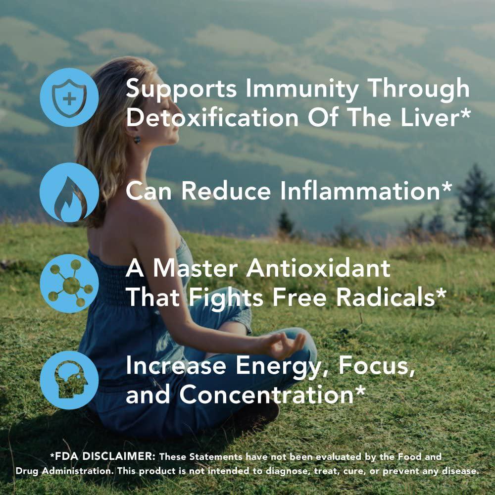 Premium Liposomal Glutathione Supplement | Liquid Reduced L Glutathione 500mg | Detox, Immune Support, Brain Function, Anti-Aging, Skin Lightening | Non-GMO Sunflower Lecithin | Soy-Free and Vegan