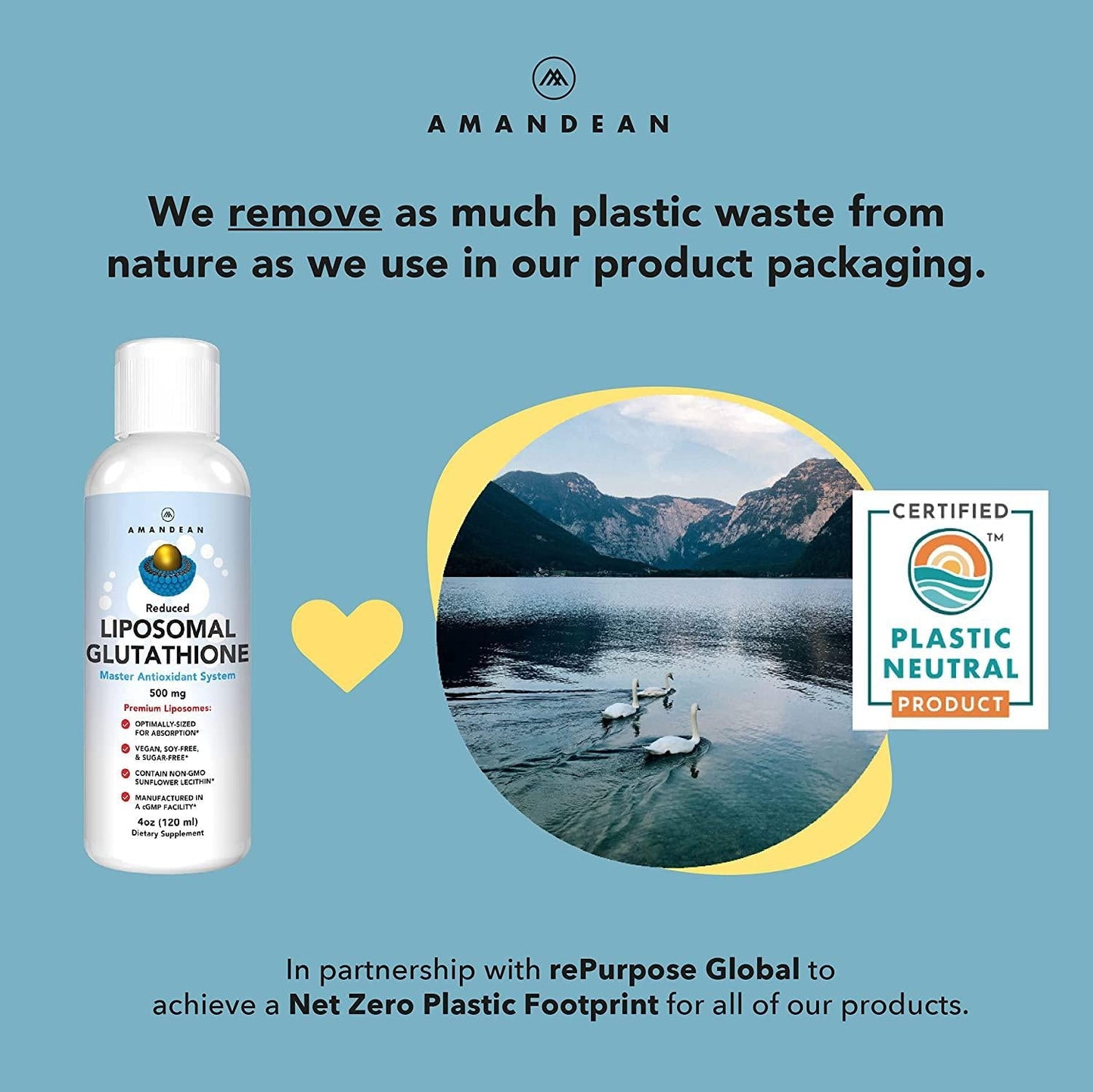 Premium Liposomal Glutathione Supplement | Liquid Reduced L Glutathione 500mg | Detox, Immune Support, Brain Function, Anti-Aging, Skin Lightening | Non-GMO Sunflower Lecithin | Soy-Free and Vegan