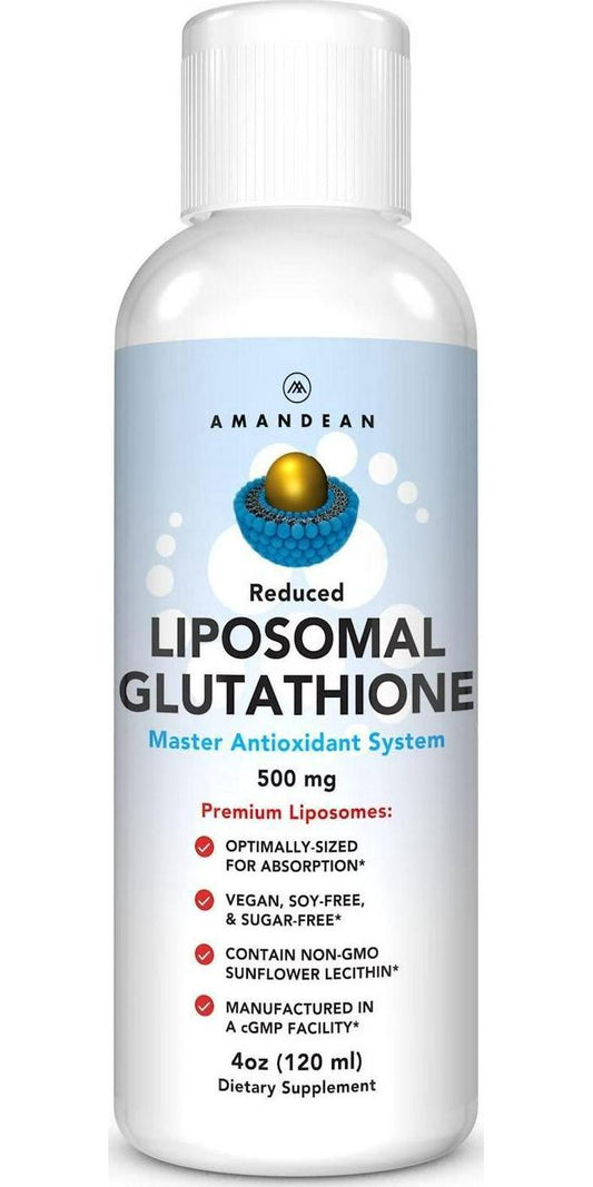 Premium Liposomal Glutathione Supplement | Liquid Reduced L Glutathione 500mg | Detox, Immune Support, Brain Function, Anti-Aging, Skin Lightening | Non-GMO Sunflower Lecithin | Soy-Free and Vegan