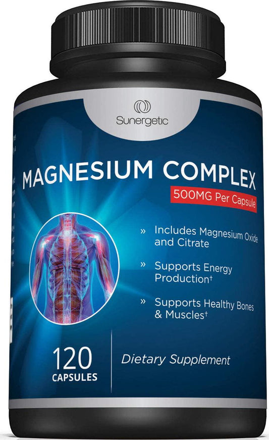 Premium Magnesium Citrate Capsules - Powerful 500mg Magnesium Oxide and Citrate Supplement - Helps Support Healthy Bones, Muscles, Teeth, Energy and Relaxation - 120 Vegetable Capsules