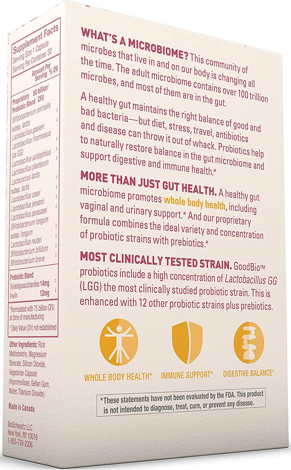 Premium Prebiotics and Probiotics for Women - Women's Urinary, Vaginal, Digestive and Immune Health - 50 Billion CFU - for Healthy Gut Flora with Inulin - Shelf-Stable - 30 Capsules by GoodBio