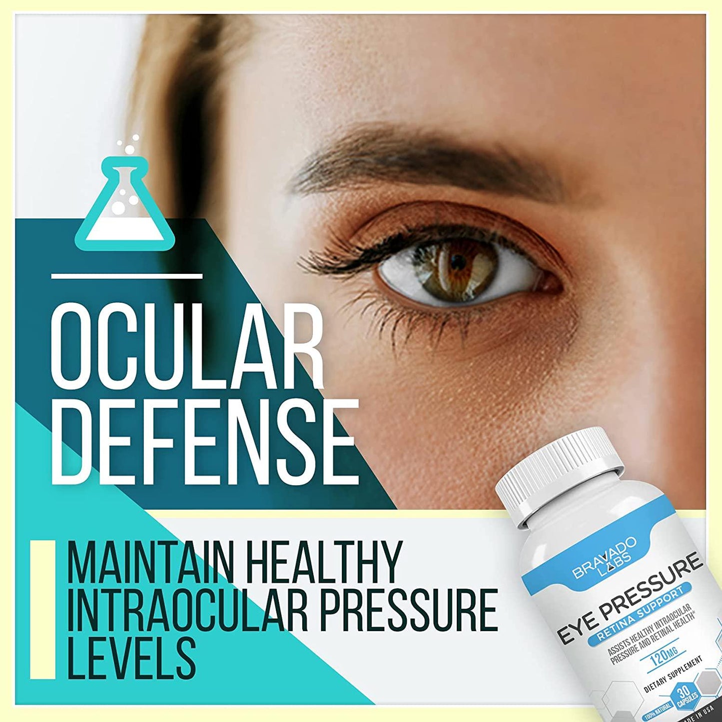 Premium Vision Vitamins: Bravado Labs Eye Vitamins - Glaucoma Supplement w/Bilberry Extract and Maritime Pine Bark - Supports Normal Ocular Pressure and Circulation [30 Capsules]