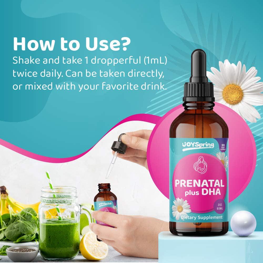 Prenatal DHA - Liquid Prenatal Vitamin - Vegan Prenatal Vitamins with Omega 3 and DHA Supplements