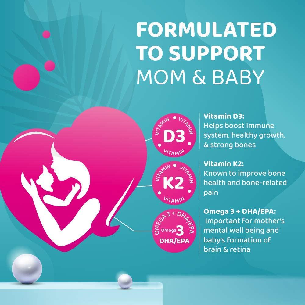 Prenatal DHA - Liquid Prenatal Vitamin - Vegan Prenatal Vitamins with Omega 3 and DHA Supplements