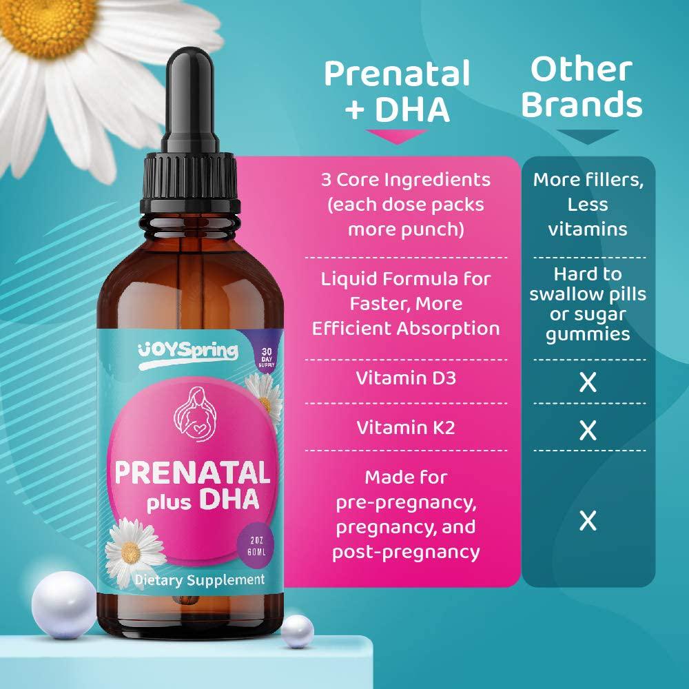Prenatal DHA - Liquid Prenatal Vitamin - Vegan Prenatal Vitamins with Omega 3 and DHA Supplements