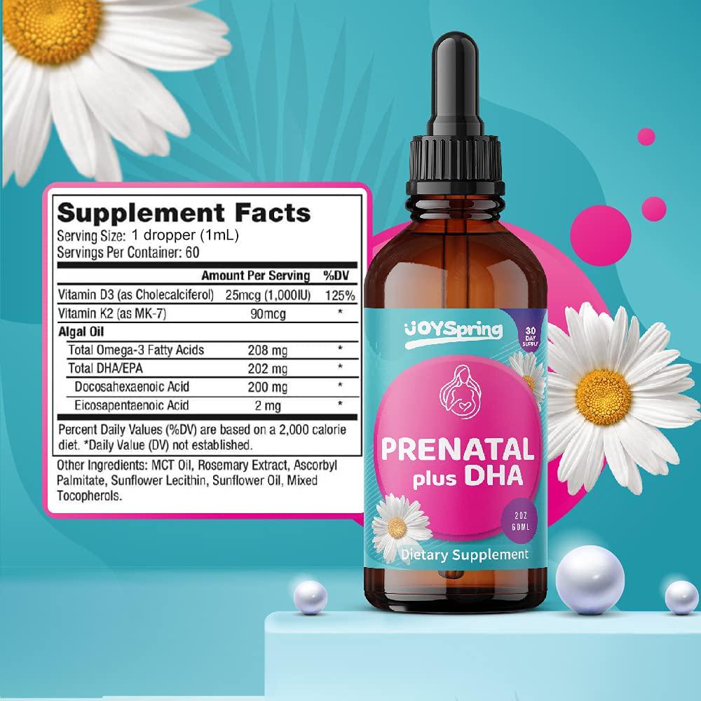 Prenatal DHA - Liquid Prenatal Vitamin - Vegan Prenatal Vitamins with Omega 3 and DHA Supplements