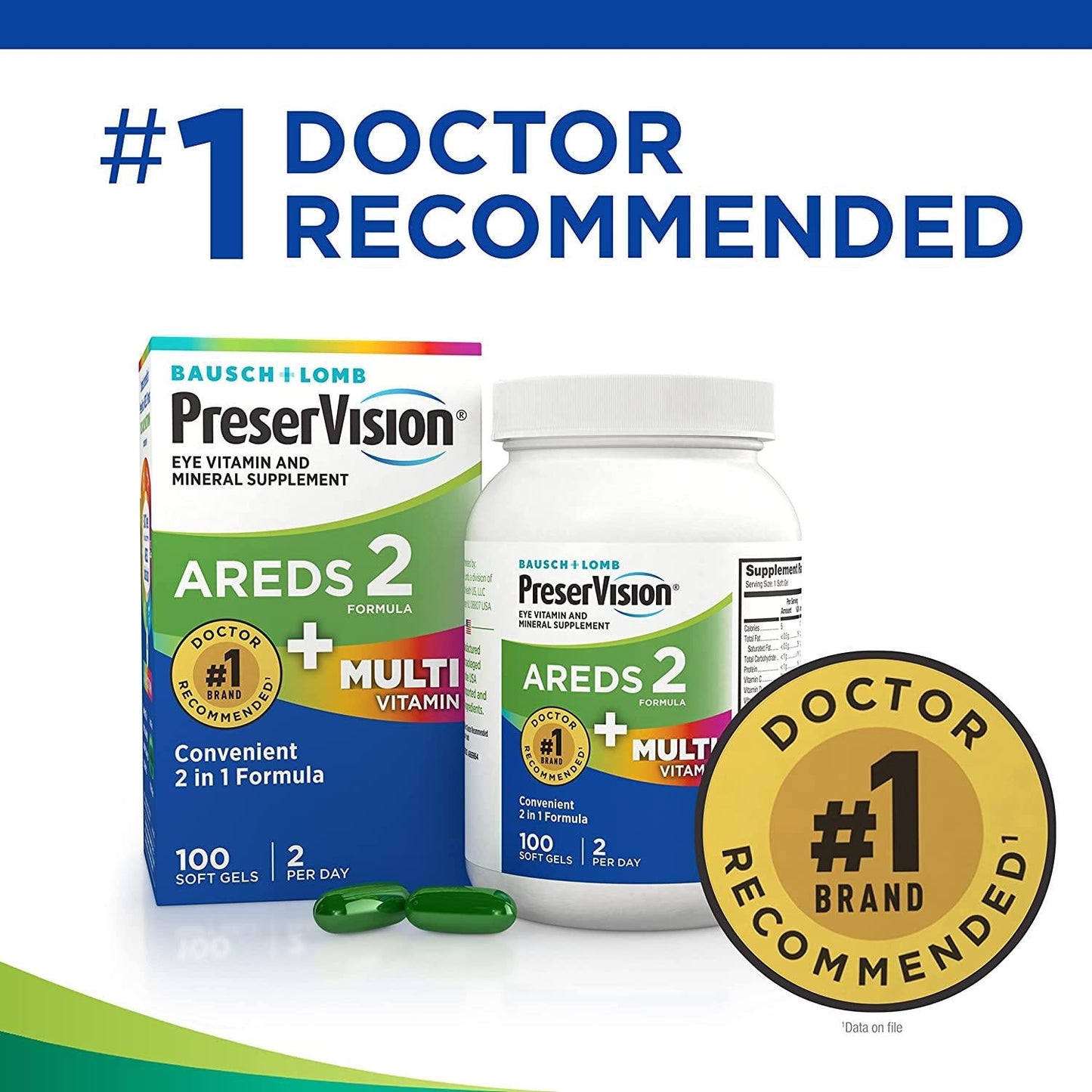 PreserVision AREDS 2 Plus Multivitamin Vitamin and Mineral Supplement, Soft Gels, 100 Count