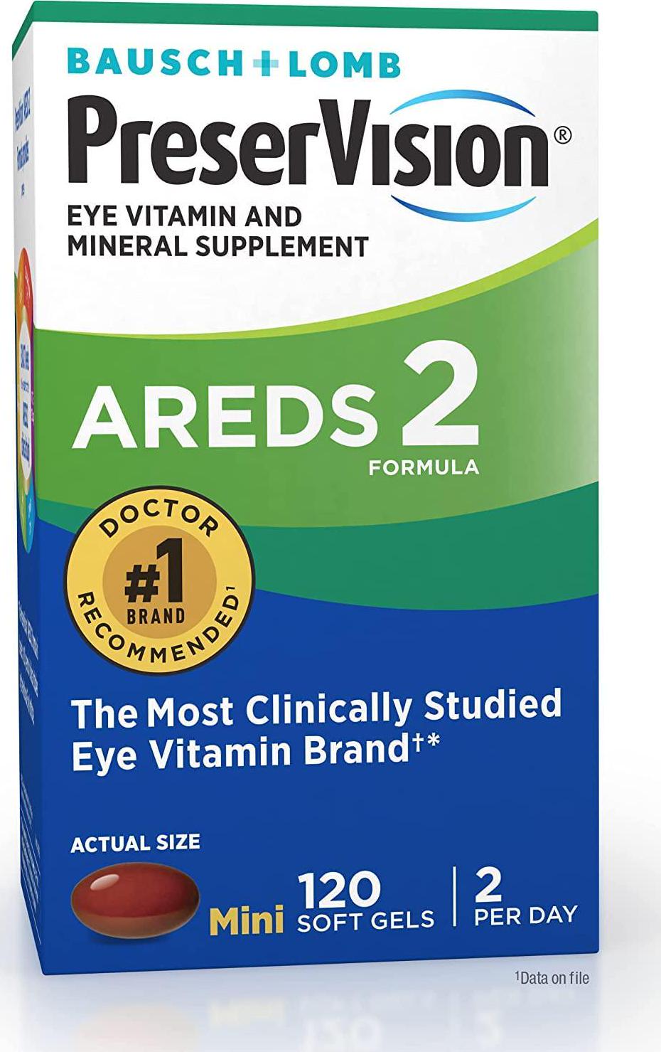 PreserVision AREDS 2 Vitamin and Mineral Supplement 120 Count Soft Gels, Packaging May Vary