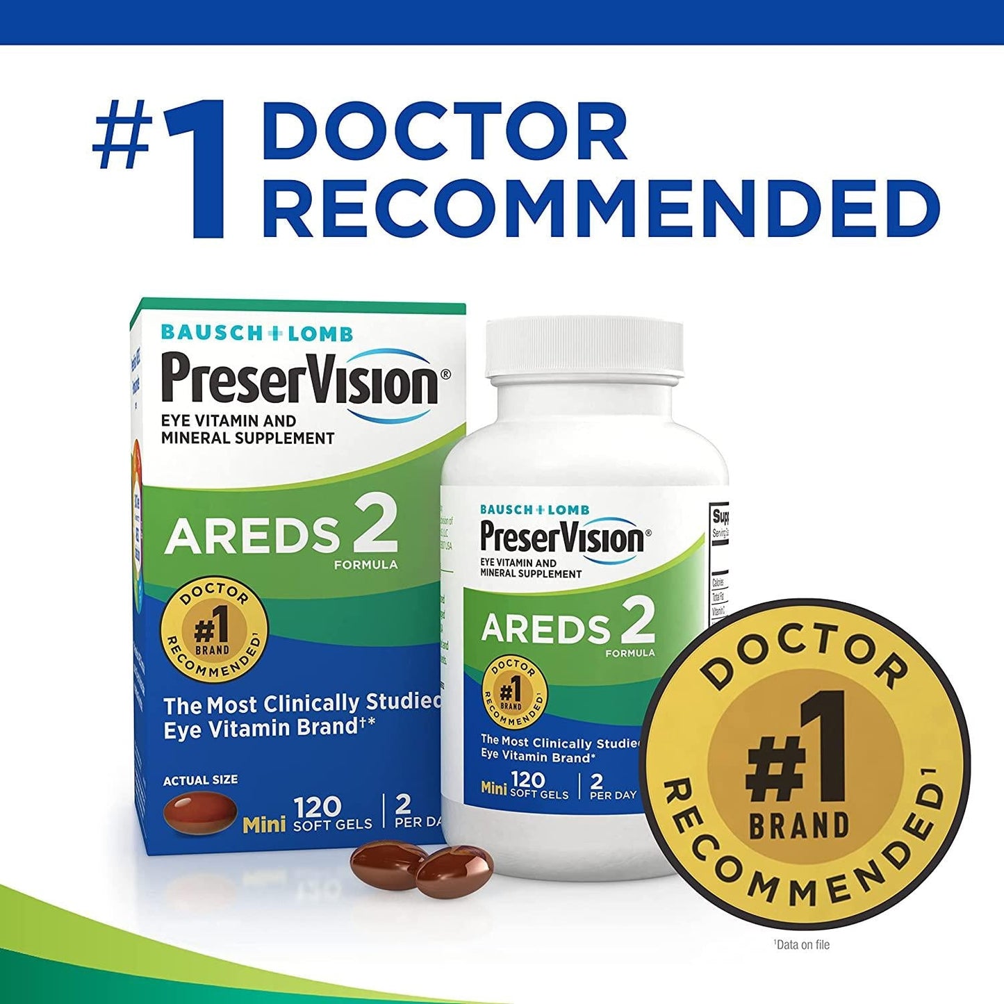 PreserVision AREDS 2 Vitamin and Mineral Supplement 120 Count Soft Gels, Packaging May Vary