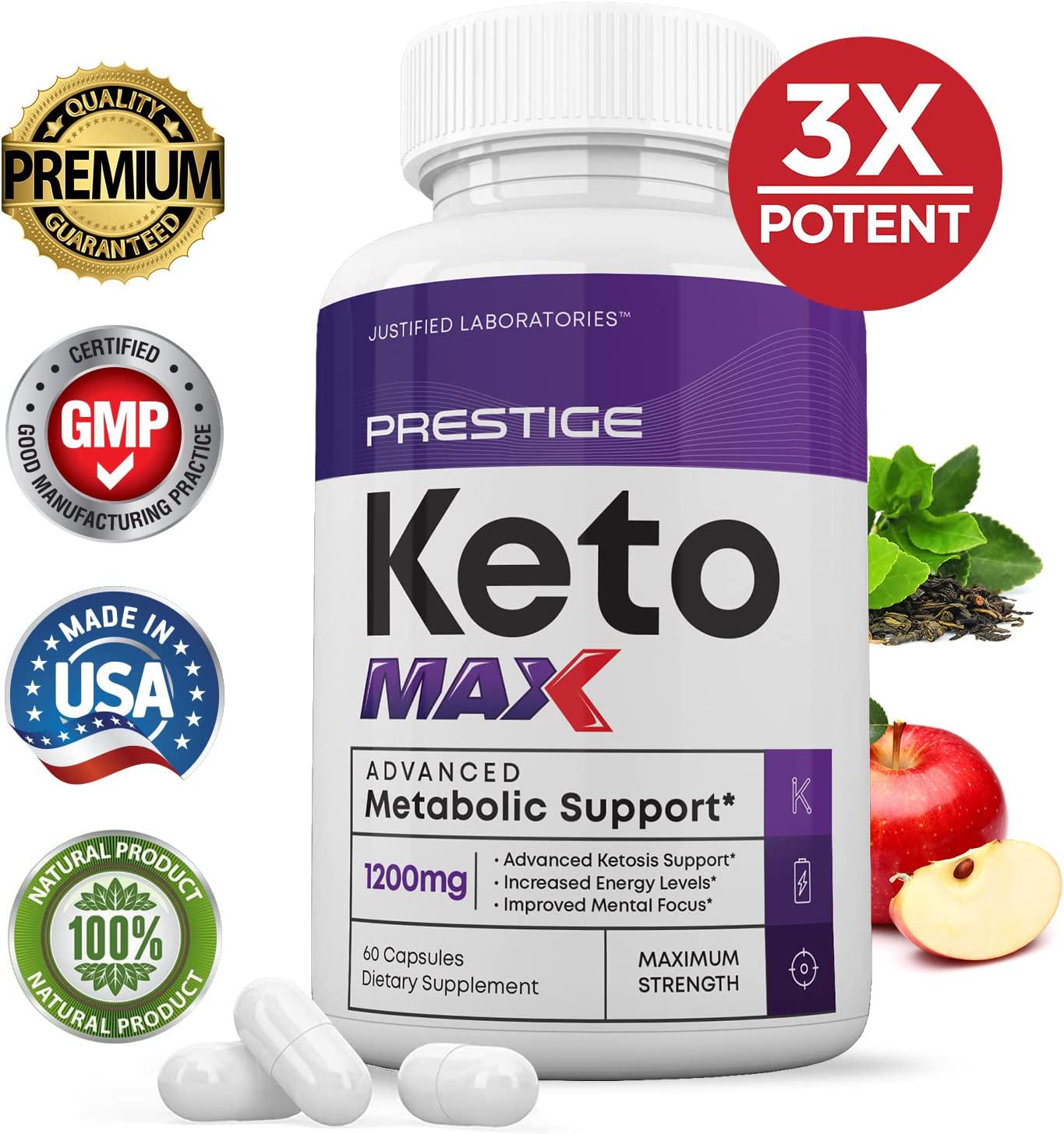Prestige Keto Max 1200MG Pills Includes Apple Cider Vinegar goBHB Strong Exogenous Ketones Advanced Ketogenic Supplement Ketosis Support for Men Women 60 Capsules
