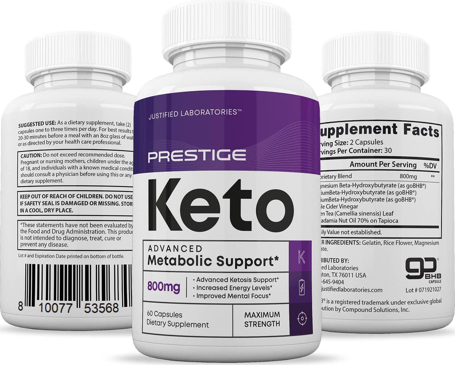Prestige Keto Pills Includes Apple Cider Vinegar goBHB Exogenous Ketones Advanced Ketogenic Supplement Ketosis Support for Men Women 60 Capsules