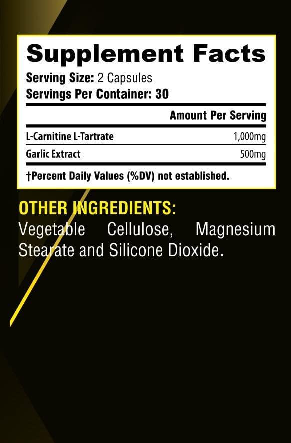Prestige Supps L-Carnitine L-Tartrate (1,000mg) with Garlic Extract (500mg)