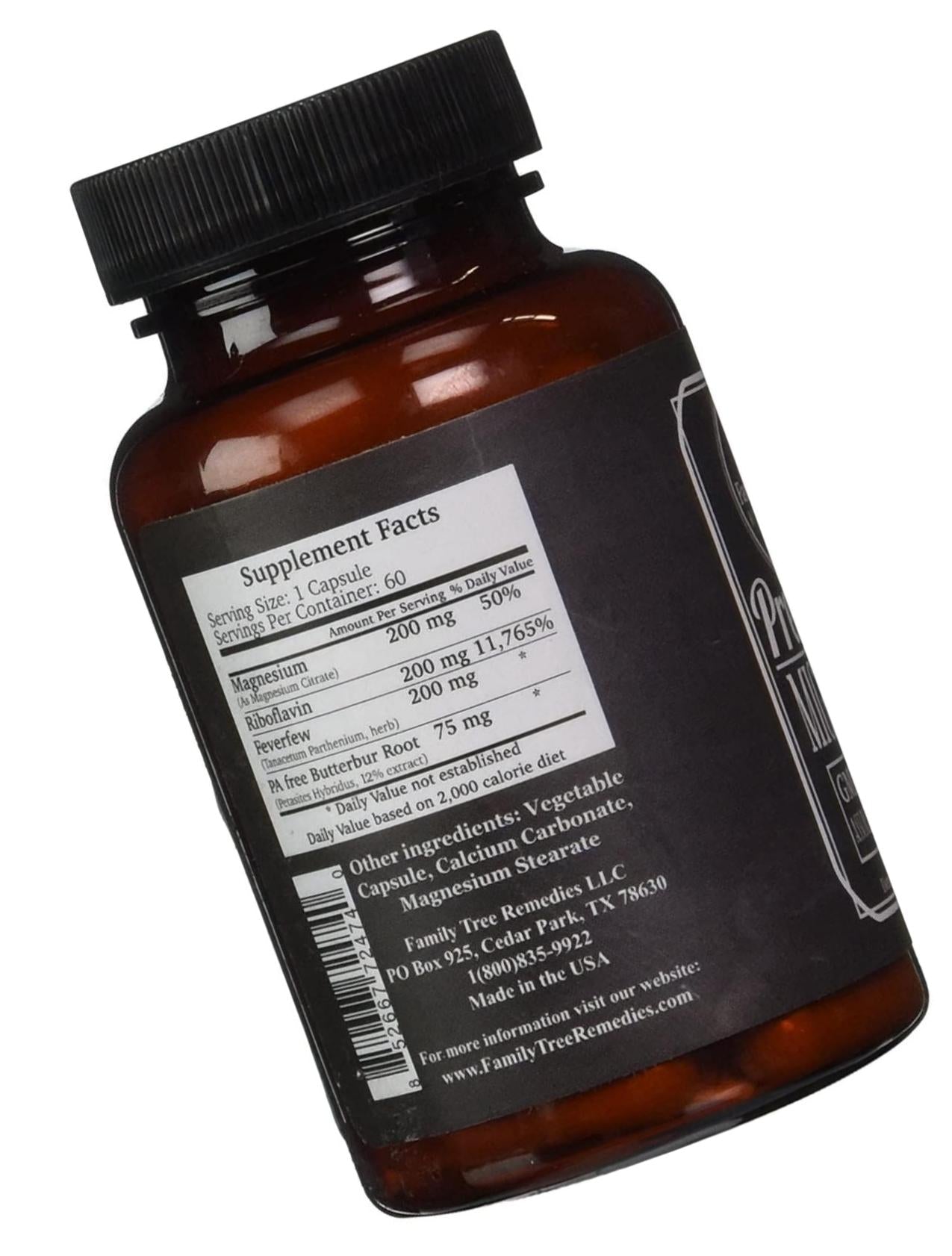 Preventa Migraine- with PA Free Butterbur Root, Magnesium, Riboflavin, and Feverfew