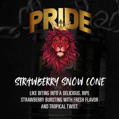 Pride by EHPlabs Pre-Workout Supplement - Energy Booster, Sharp Focus, Epic Pumps and Faster Recovery - 40 Servings (Strawberry Snowcone)