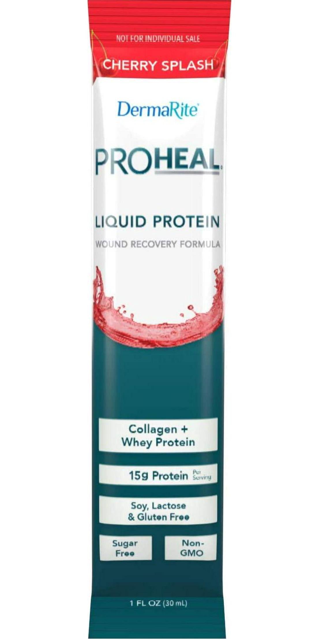ProHeal Liquid Protein Supplement - 96 x 1oz Packets - Advanced Wound Care Formula - 17g Protein and 100 Calories per Serving - Collagen and Whey - Lactose, Soy, Gluten and Sugar Free - Cherry