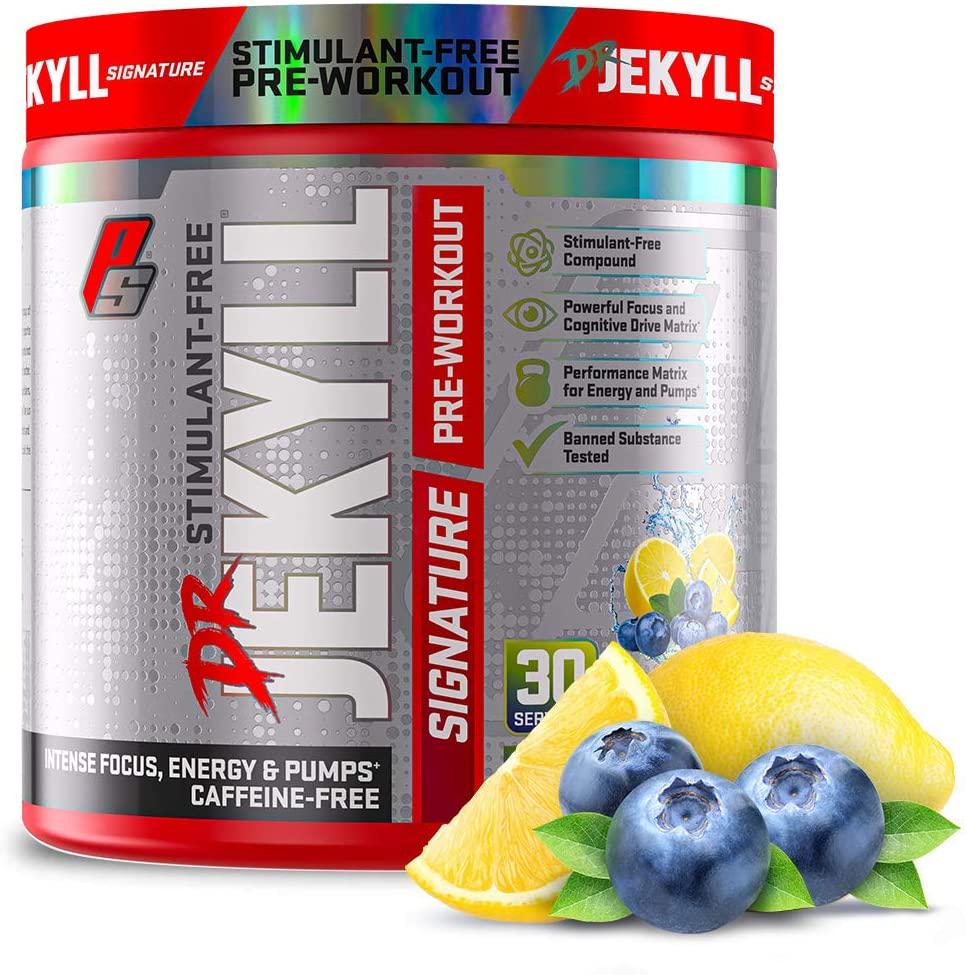 ProSupps Dr. Jekyll Signature Pre-Workout Powder, Stimulant and Caffeine Free, Intense Focus, Energy and Pumps, (30 Servings, Blueberry Lemonade)