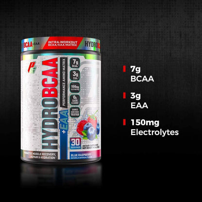 ProSupps HydroBCAA BCAA/EAA Full Spectrum Matrix, 7g BCAAs, 3g EAAS, 0g Sugar, 0g Carbs (Blue Raspberry, 30 Servings)