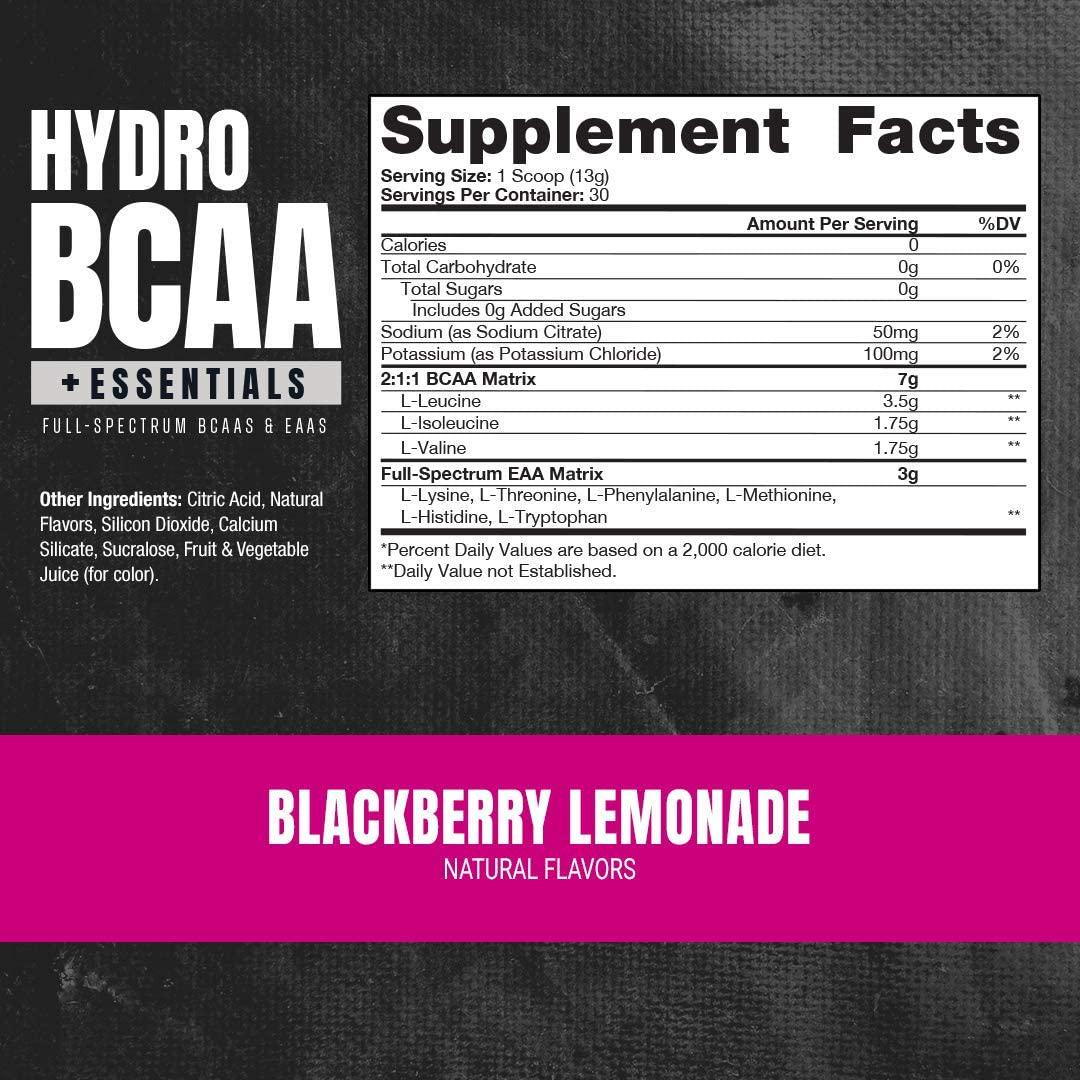 ProSupps HydroBCAA BCAA/EAA Full Spectrum Matrix, 7g BCAAs, 3g EAAS, 0g Sugar, 0g Carbs, (30 Servings, BlackBerry Lemonade)