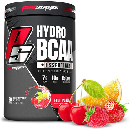 ProSupps HydroBCAA BCAA/EAA Full Spectrum Matrix, 7g BCAAs, 3g EAAS, 0g Sugar, 0g Carbs (Fruit Punch, 30 Servings)