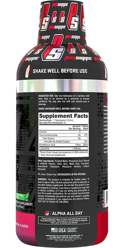 ProSupps L-Carnitine 1500 Stimulant Free Liquid Shots for Men and Women - Metabolic Energizer and Fat Burner Workout Drink for Performance and Muscle Recovery - Weight Loss Drinks (31 Servings, Berry)