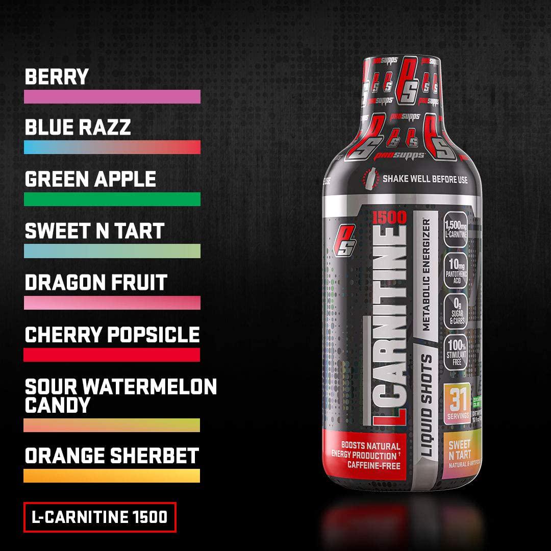 ProSupps L-Carnitine 1500 Stimulant Free Liquid Shots for Men and Women - Metabolic Energizer and Fat Burner Workout Drink for Performance and Muscle Recovery - Weight Loss Drinks (31 Servings, Berry)