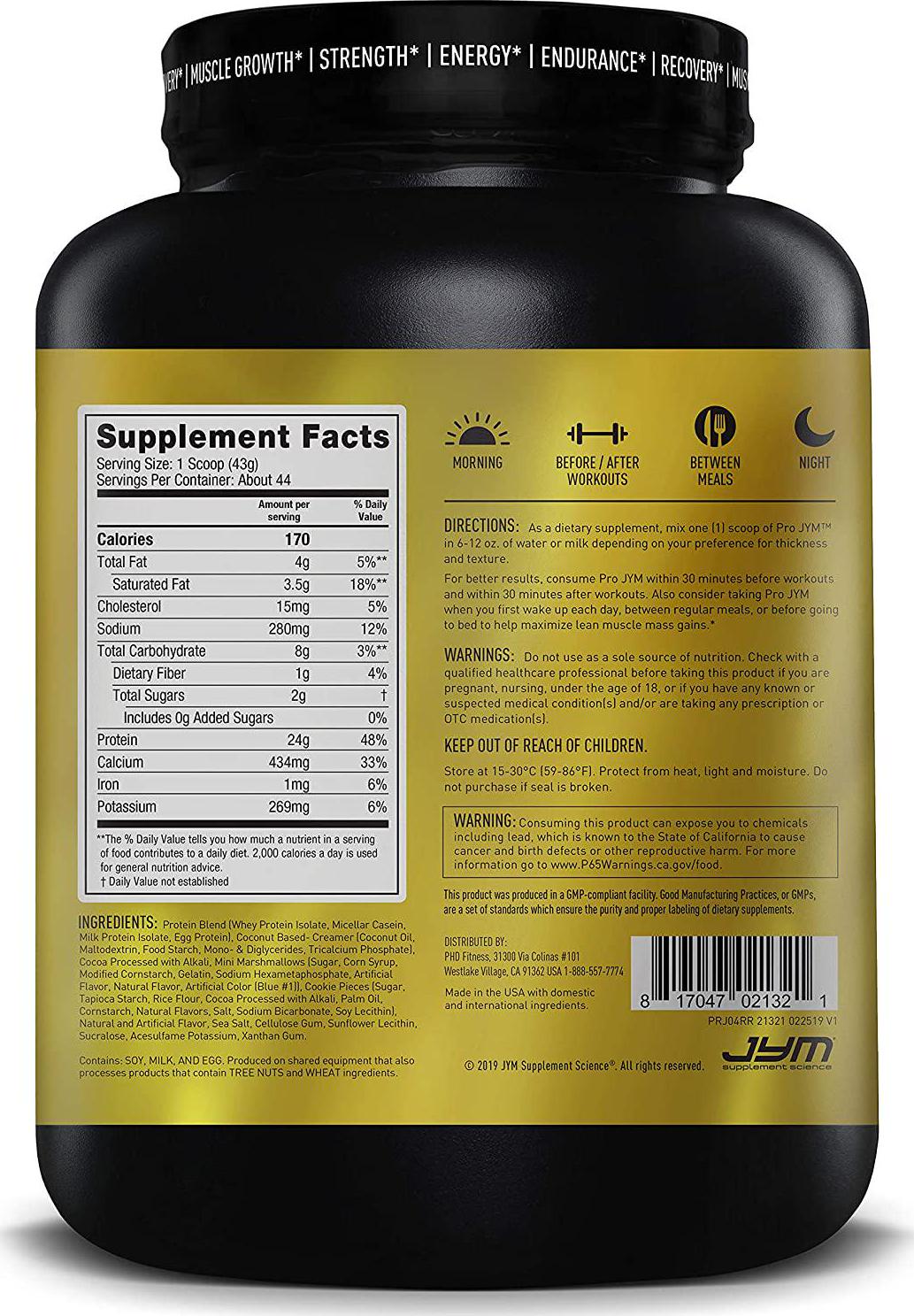 Pro JYM Protein Powder - Egg White, Milk, Whey Protein Isolates and Micellar Casein | JYM Supplement Science | Rocky Road Flavor, 4.2 lb