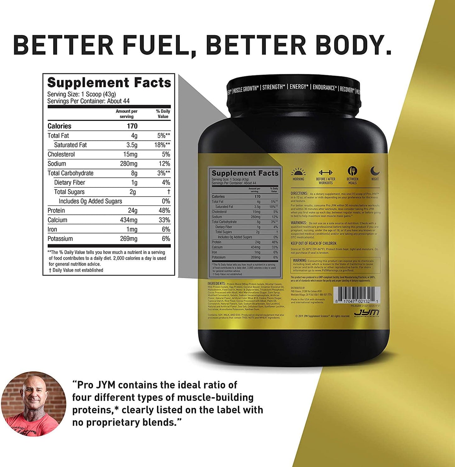 Pro JYM Protein Powder - Egg White, Milk, Whey Protein Isolates and Micellar Casein | JYM Supplement Science | Rocky Road Flavor, 4.2 lb