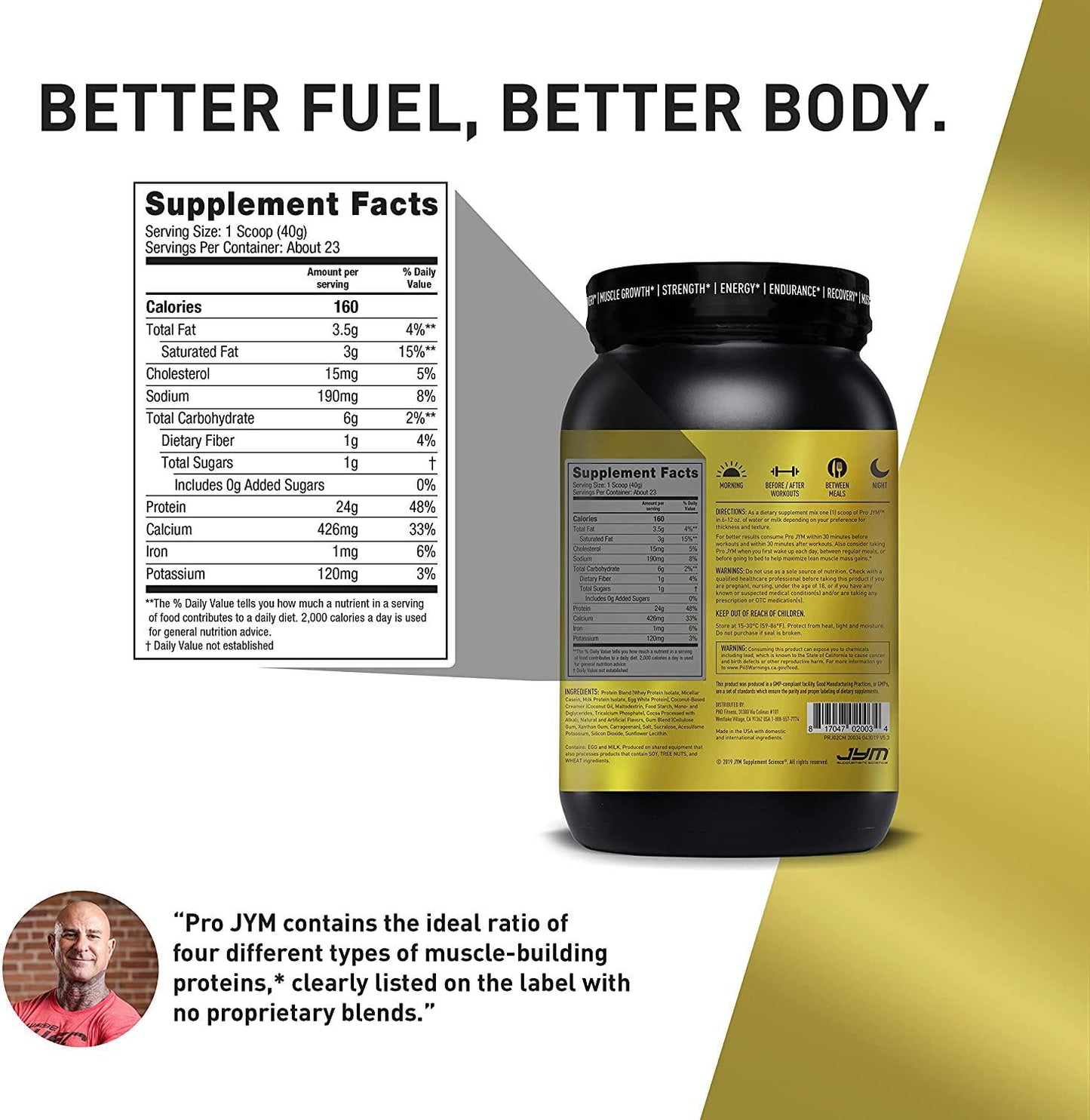 Pro JYM Protein Powder - Egg White, Milk, Whey Protein Isolates and Micellar Casein | JYM Supplement Science | S'Mores, 2 lb