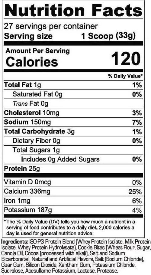 Pro Supps ISO-P3 Premium Isolate Protein Formula, Cookies and Cream - 907 Grams