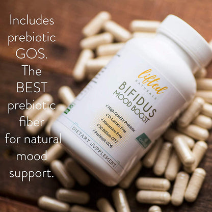 Probiotic - Histamine-Free and D-Lactate Free - Probiotics for Mood with Prebiotics - Bifidus Mood Boost - Prebiotic GOS