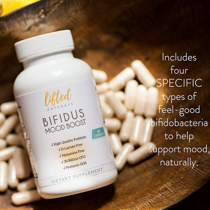 Probiotic - Histamine-Free and D-Lactate Free - Probiotics for Mood with Prebiotics - Bifidus Mood Boost - Prebiotic GOS