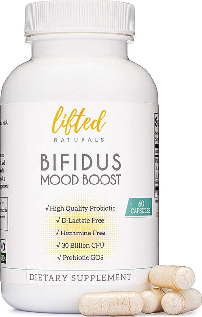 Probiotic - Histamine-Free and D-Lactate Free - Probiotics for Mood with Prebiotics - Bifidus Mood Boost - Prebiotic GOS