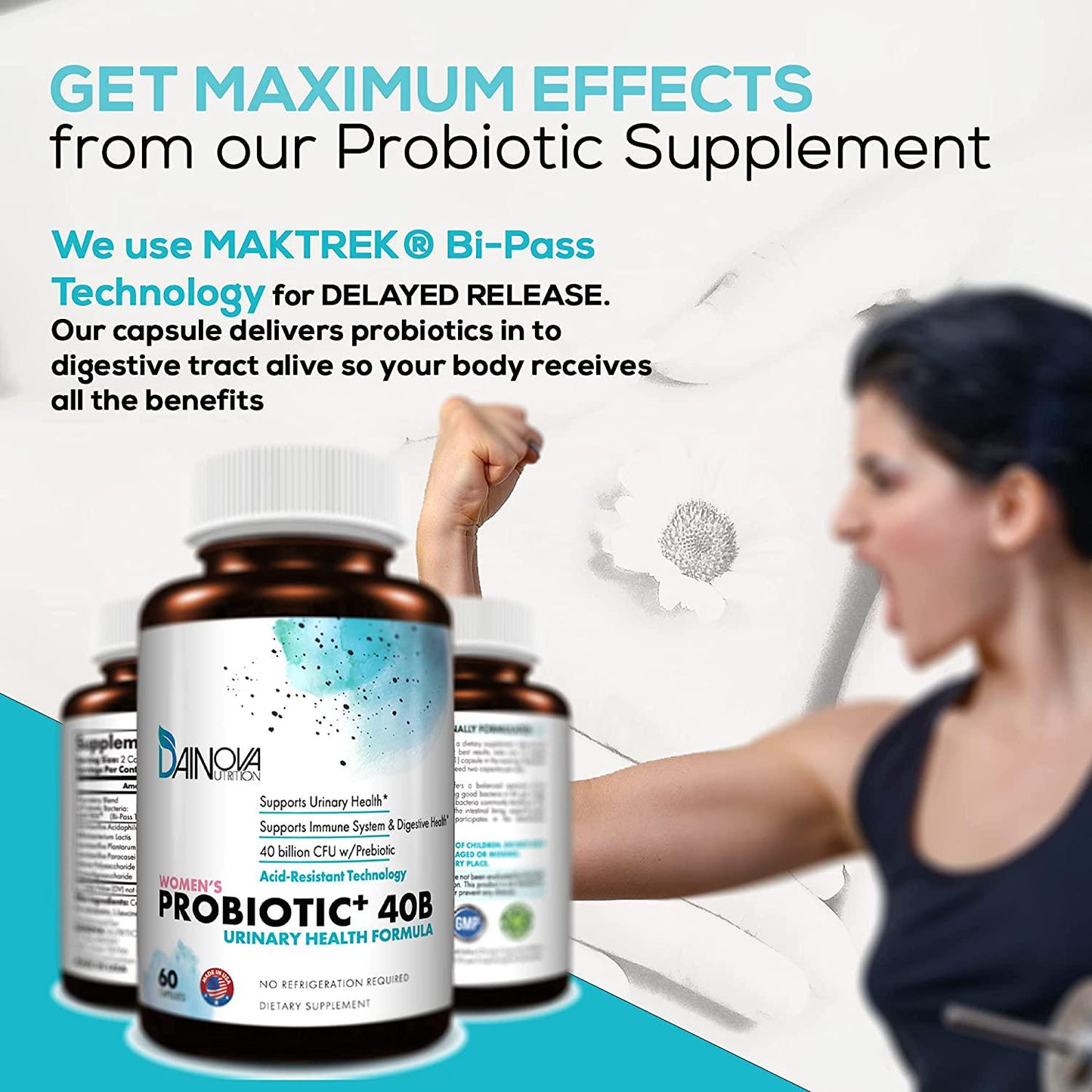 Probiotics for Women Vaginal Health, Urinary Tract Health, Yeast Infection and UTI I 40 Billion CFU Active Prebiotics and Probiotics for Women I Shelf-Stable I Acid-Resistant I 60 Veggie Capsules