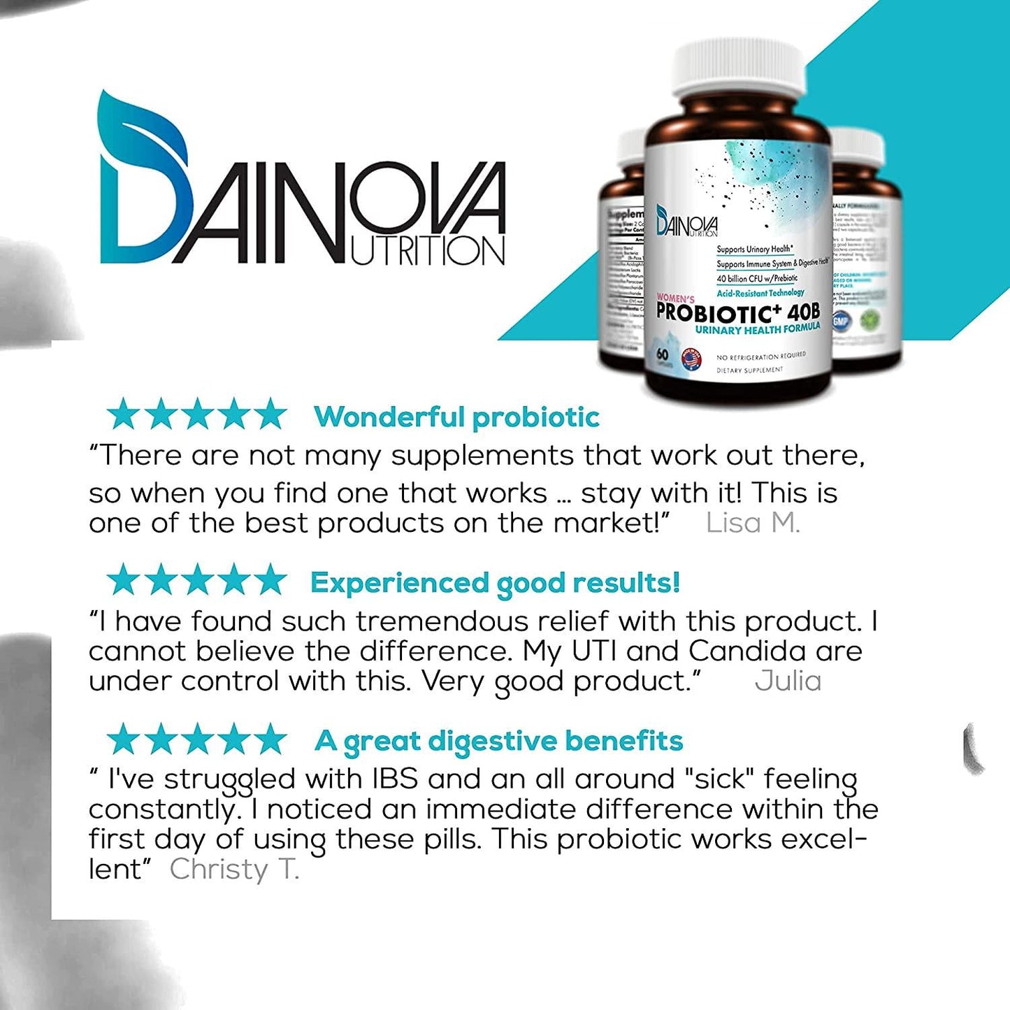 Probiotics for Women Vaginal Health, Urinary Tract Health, Yeast Infection and UTI I 40 Billion CFU Active Prebiotics and Probiotics for Women I Shelf-Stable I Acid-Resistant I 60 Veggie Capsules