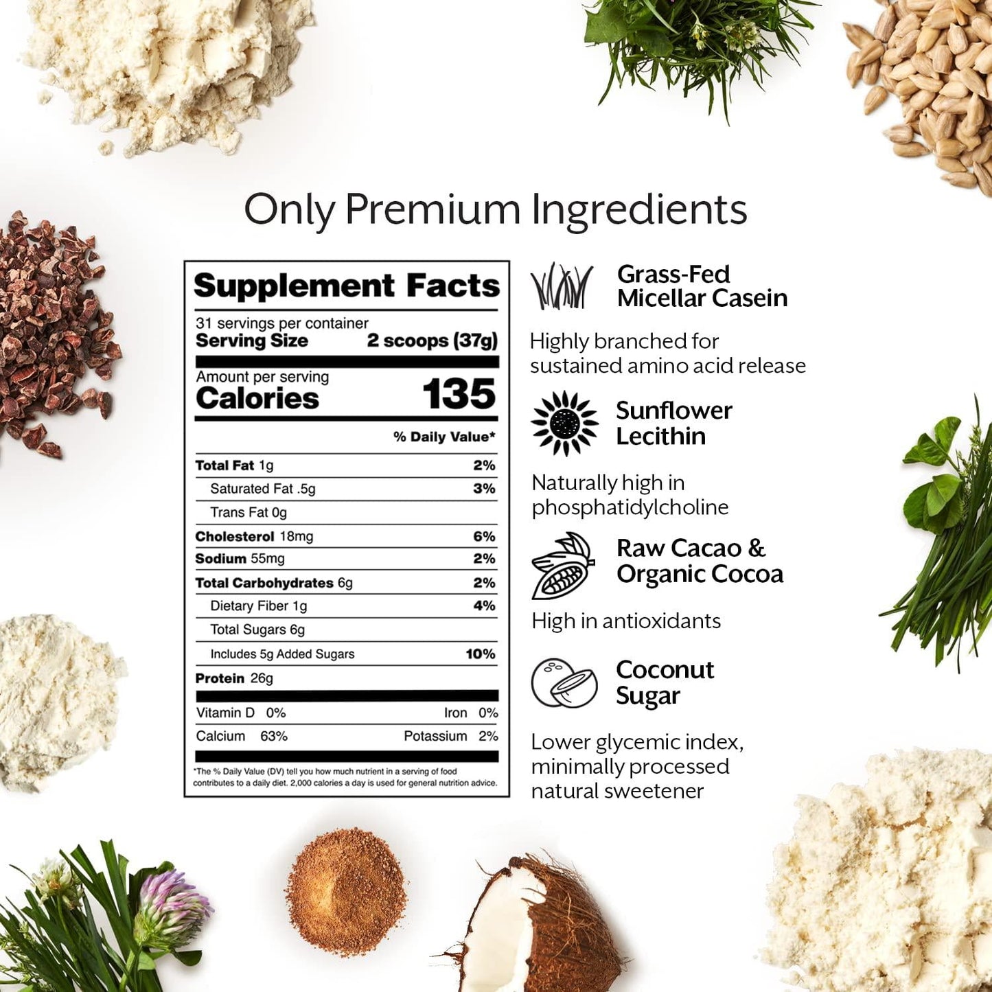 Promix Casein Protein Powder, Chocolate - 5lb Bulk - Grass-Fed and 100% All Natural - Slow and Sustained Recovery ­Post Workout Fitness - Shakes, Smoothies, Baking and Cooking Recipes - Gluten-Free