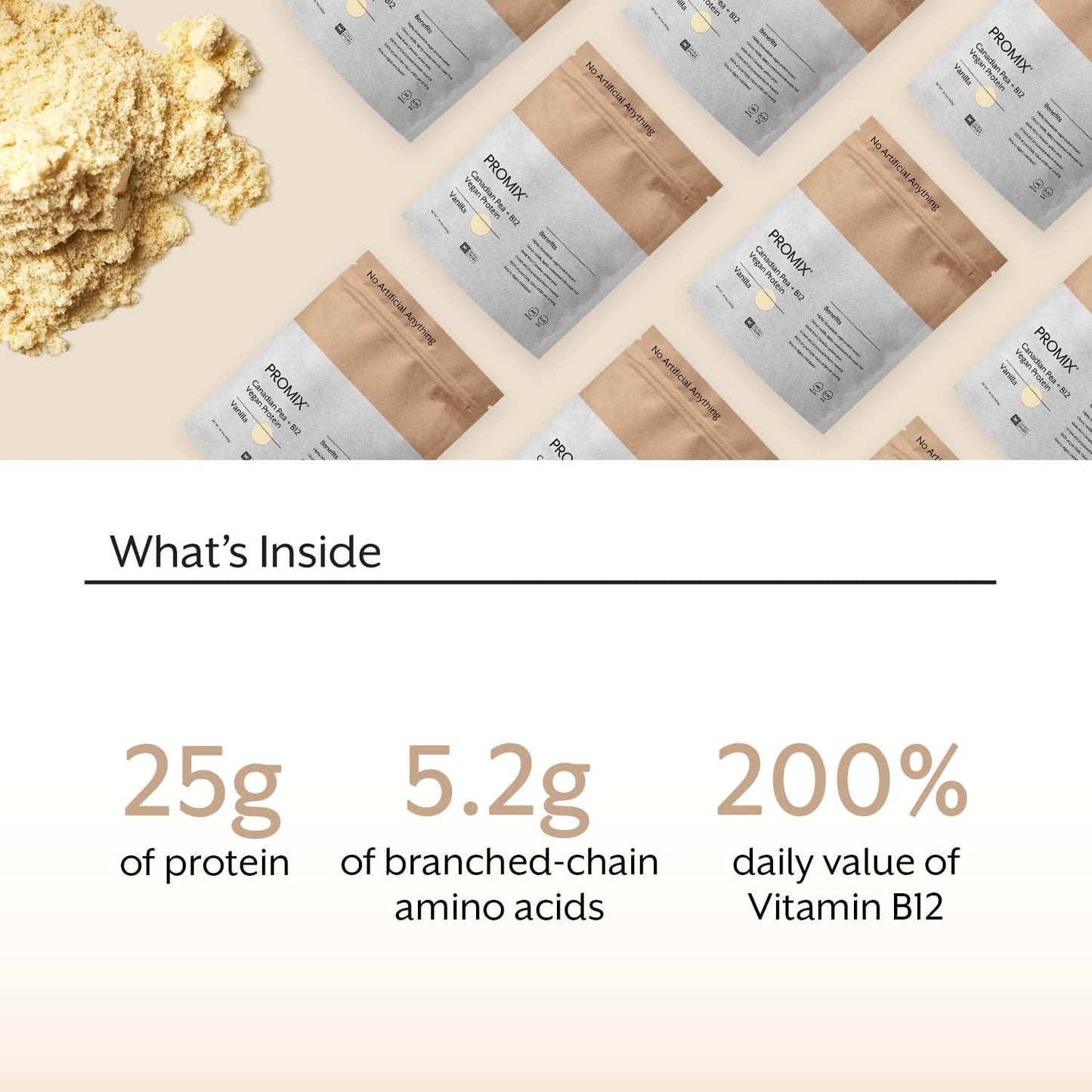 Promix Plant-Based Vegan Protein Powder, Vanilla - 2lb - Pea Protein and Vitamin B-12 - ­Post Workout Fitness and Nutrition Shakes, Smoothies and Cooking Recipes - Gluten-Free and NSF Certified