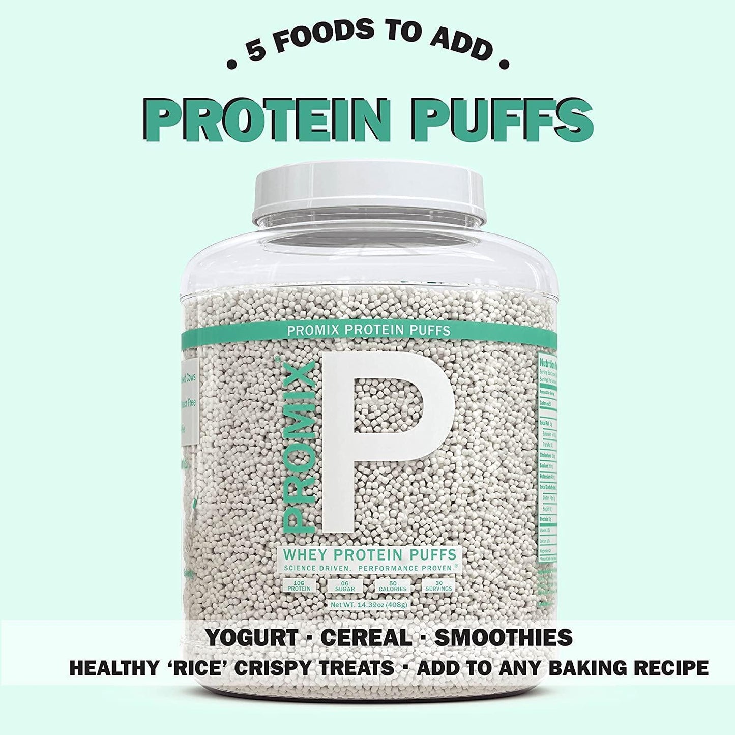 Promix Whey Isolate Protein Puffs, Unflavored - Crunchy and Crispy Treat - Great Tasting and Healthy On The Go Snack - High Protein and Low Calorie - Non-GMO and Free From Gluten, Soy, and Corn