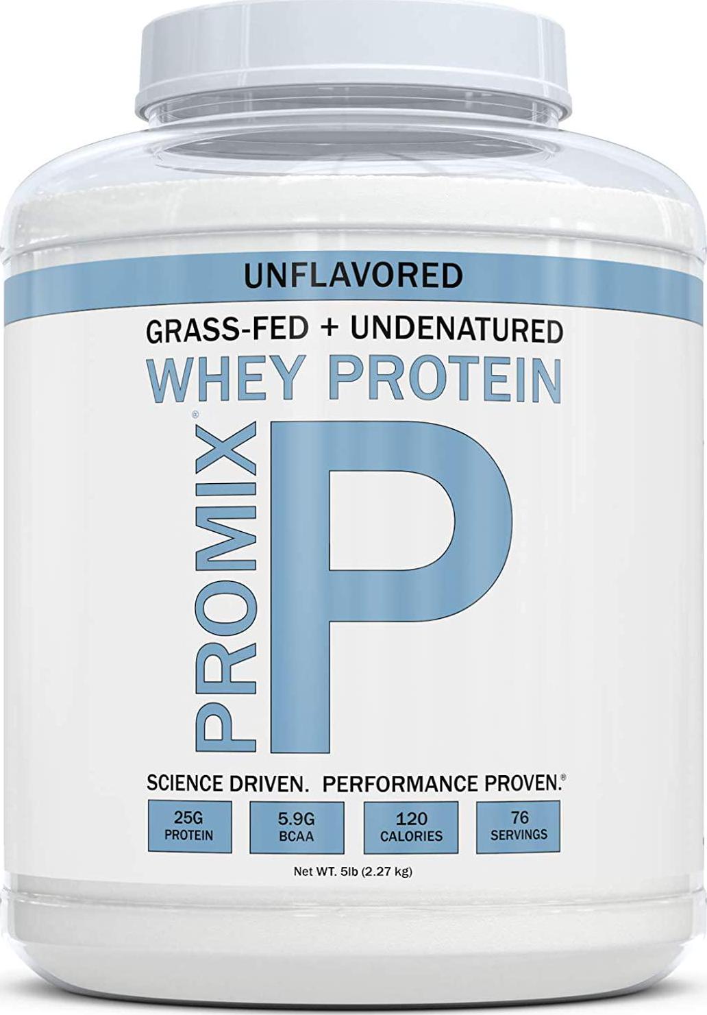 Promix Whey Protein Powder, Unflavored - 5lb Bulk - Grass-Fed and 100% All Natural - ­Post Workout Fitness and Nutrition Shakes, Smoothies, Baking and Cooking Recipes - Gluten-Free and Keto-Friendly