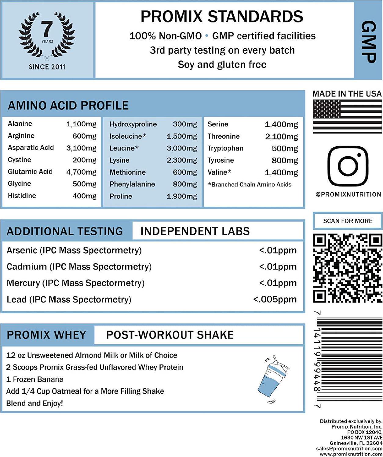 Promix Whey Protein Powder, Unflavored - 5lb Bulk - Grass-Fed and 100% All Natural - ­Post Workout Fitness and Nutrition Shakes, Smoothies, Baking and Cooking Recipes - Gluten-Free and Keto-Friendly