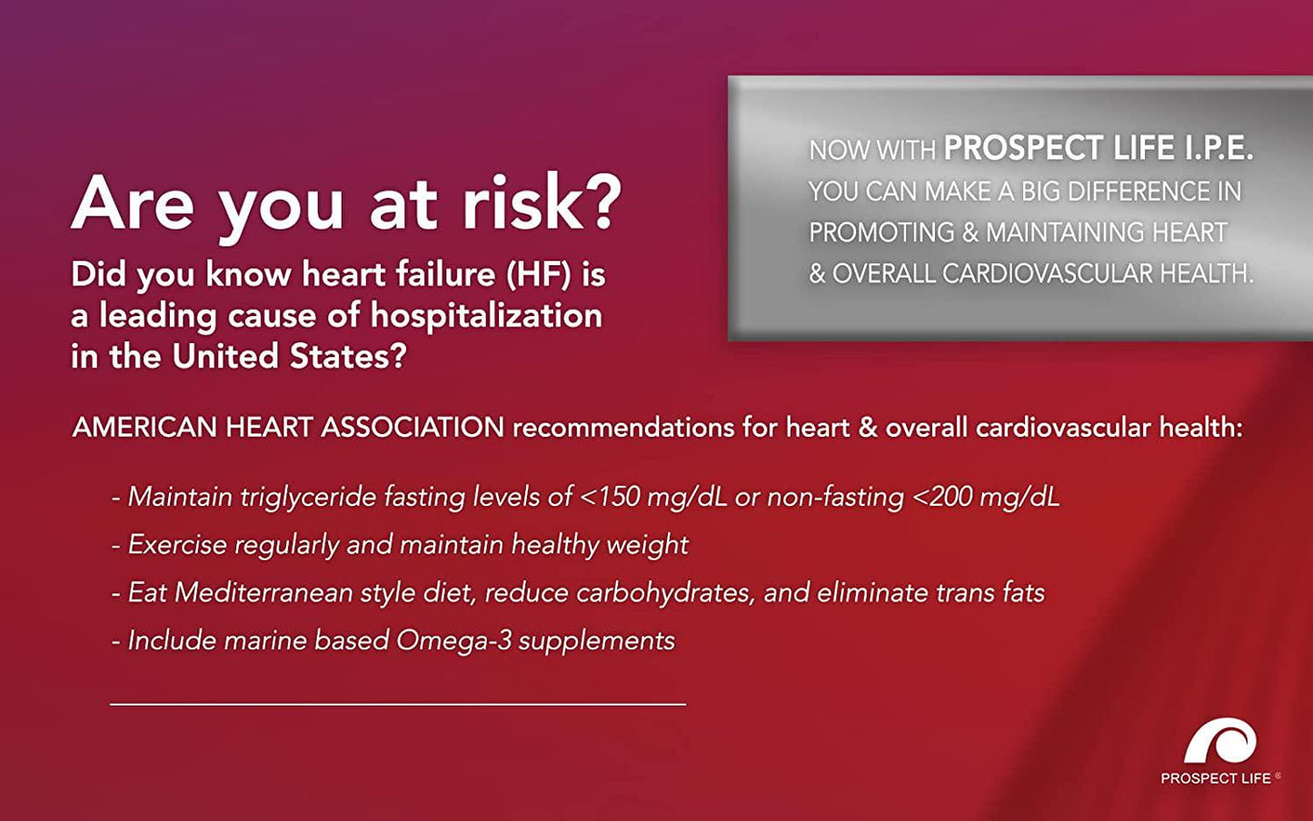 Prospect Life IPE EPA Supplement, Formulated to Support Heart and Overall Cardiovascular Health, Providing 3400mg of EPA Per Serving from 3600mg of Total Omega 3 Essential Fatty Acids (120 Softgels)