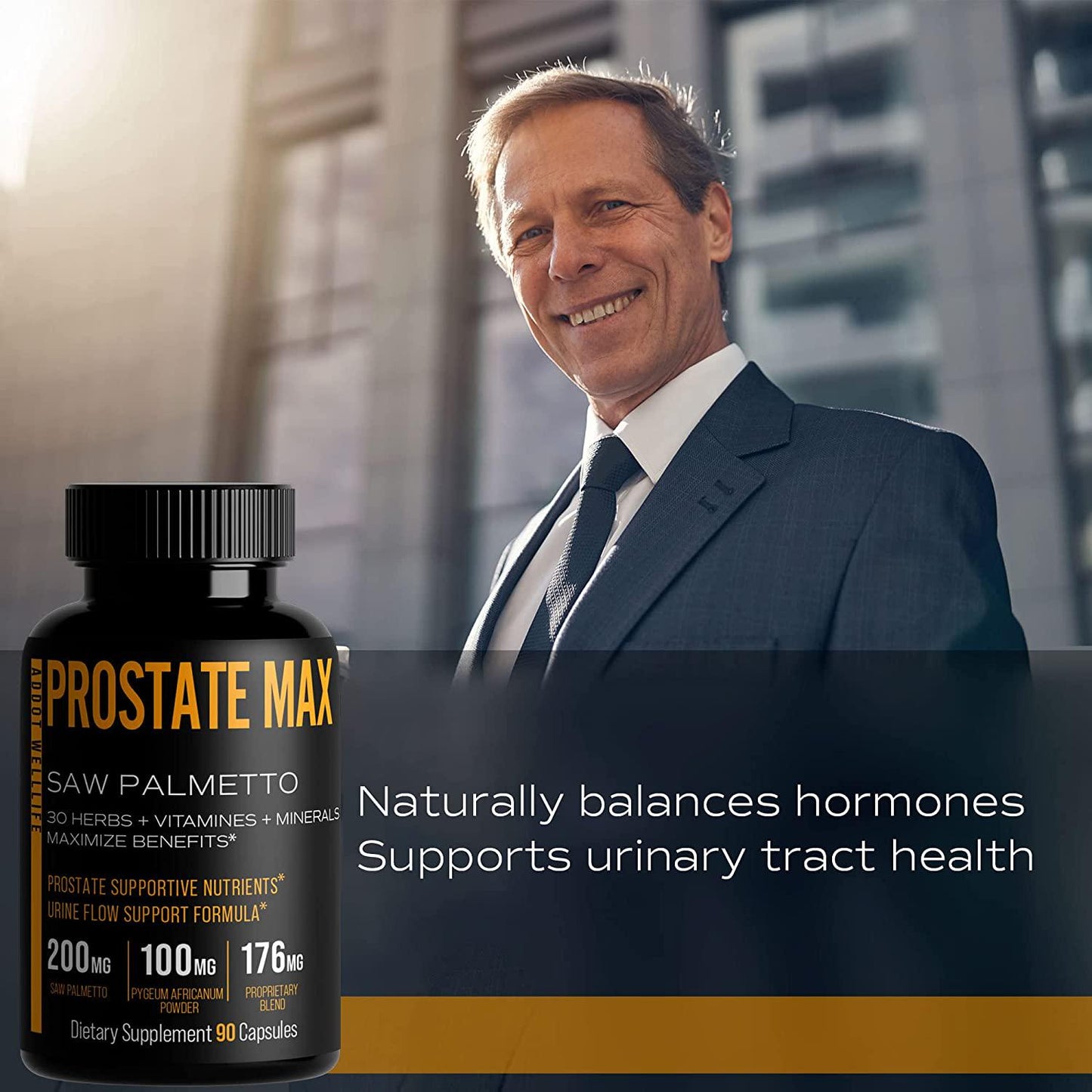 Prostate Max, Prostate Health Supplement for Men with Saw Palmetto Plus 30 Herbs, Vitamins, Minerals, 90 Capsules, Restore Prostate Wellness, Urinary Health, Reduce Bathroom Trips