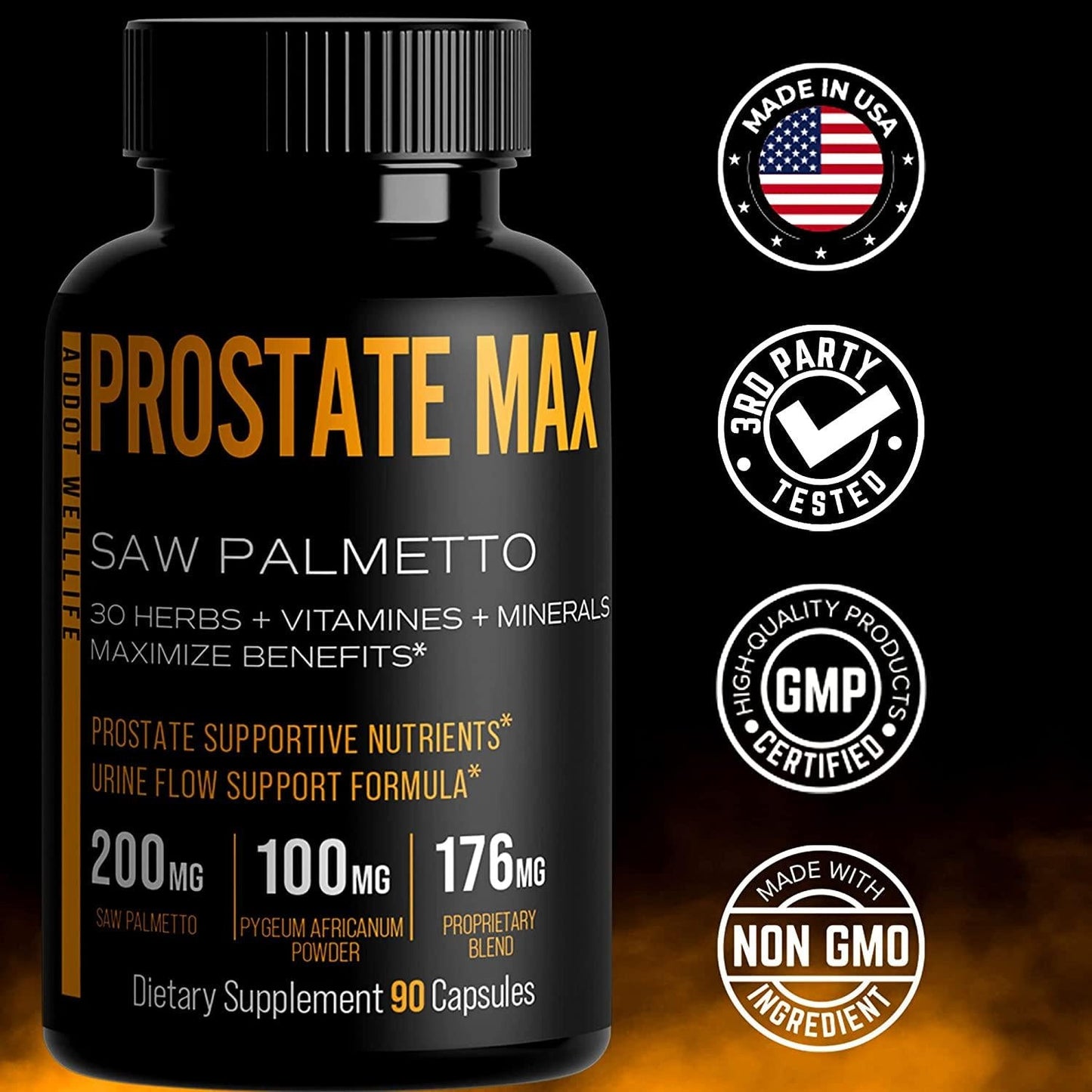 Prostate Max, Prostate Health Supplement for Men with Saw Palmetto Plus 30 Herbs, Vitamins, Minerals, 90 Capsules, Restore Prostate Wellness, Urinary Health, Reduce Bathroom Trips