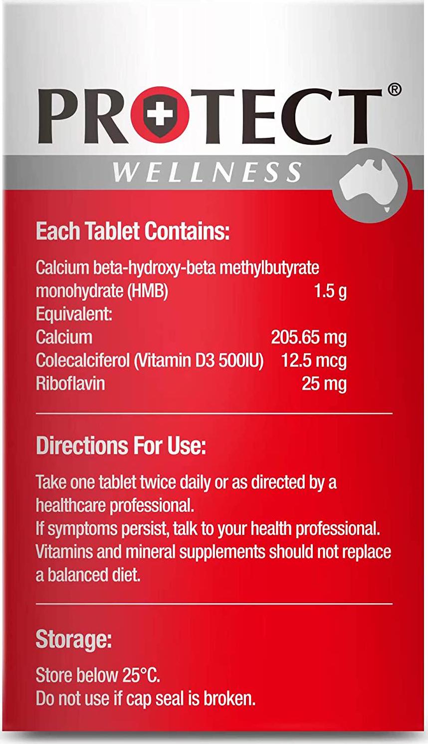 Protect Wellness | Healthy Muscles + Bones | HMB and Vitamin D3 | 60 Tablets