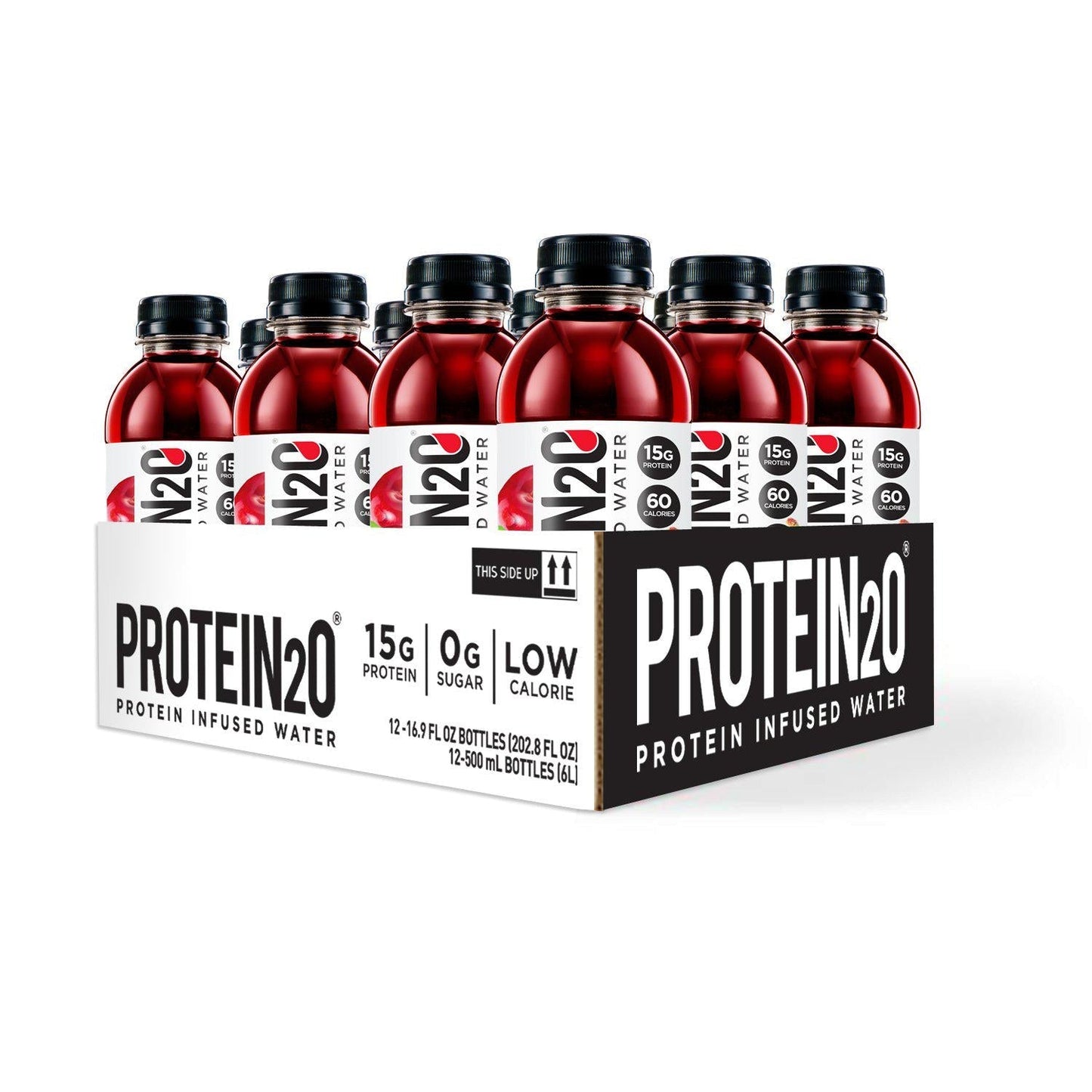 Protein2o Low-Calorie Protein Infused Water, 15g Whey Protein Isolate, Wild Cherry (16.9 Ounce, Pack of 12) and Low Calorie Whey Protein Drink Plus Energy, Variety Pack, 16.9 Oz 12Count